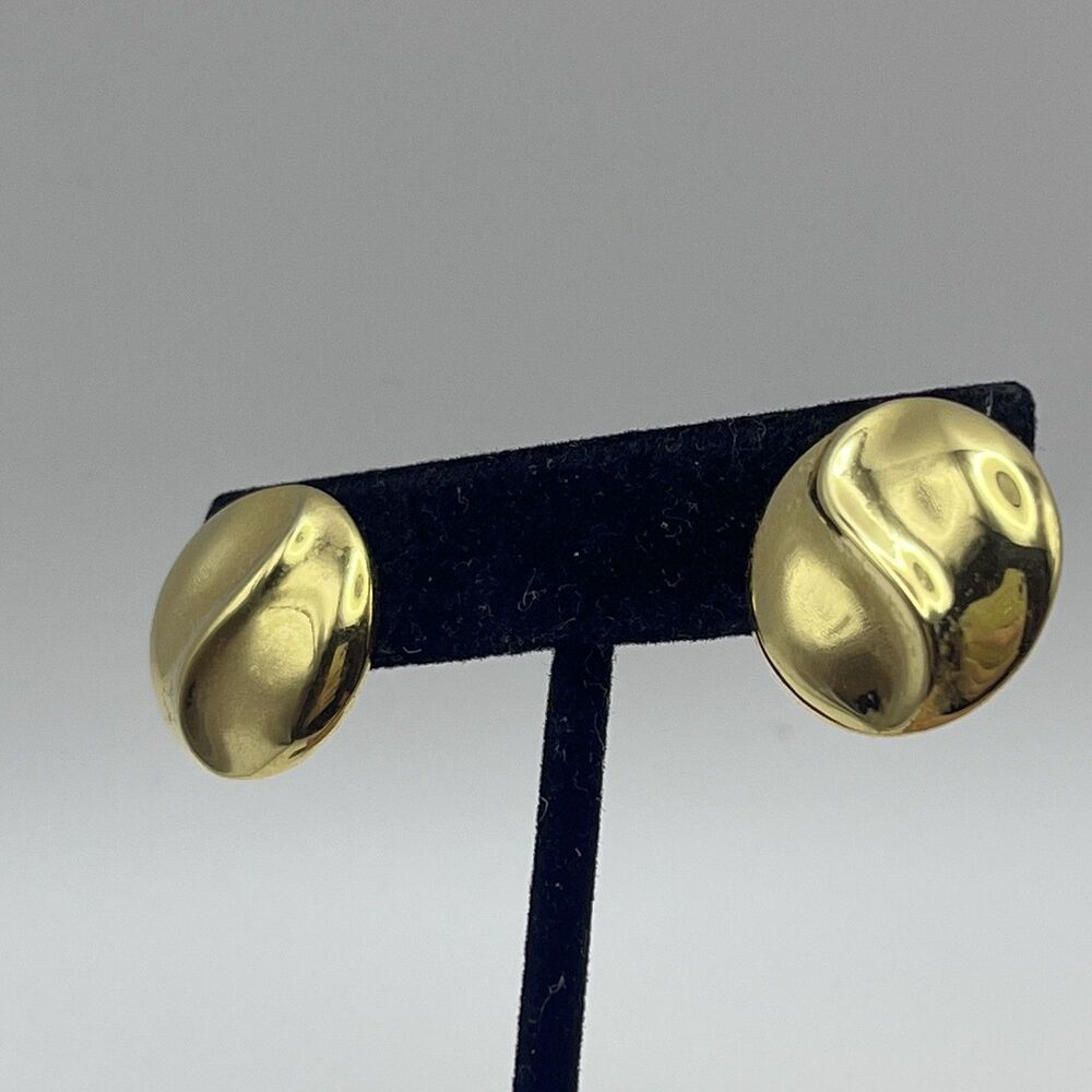 Vintage Trifari Gold-Tone Swirl Dome Stud Earrings Retro MCM Costume
